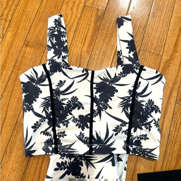 Mono B ivory black corset style sports bra leggings active set small NWT - Picture 4 of 9